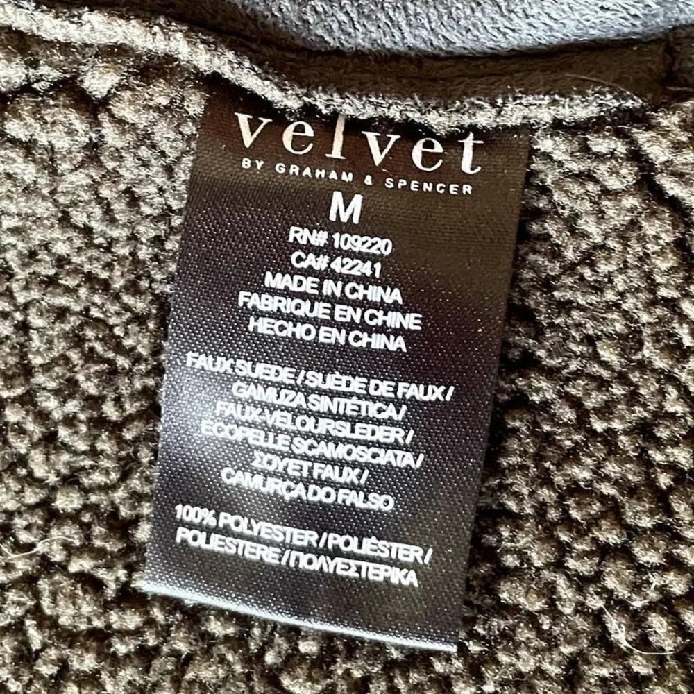 Velvet by Graham & Spencer Gray Faux Suede Sherpa Collar Sleeveless Vest - Picture 7 of 10